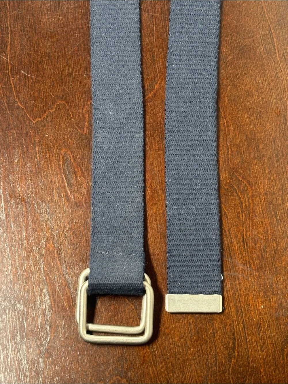Source Unknown Men's Canvas Belt in Dark Blue with Silver Buckle
